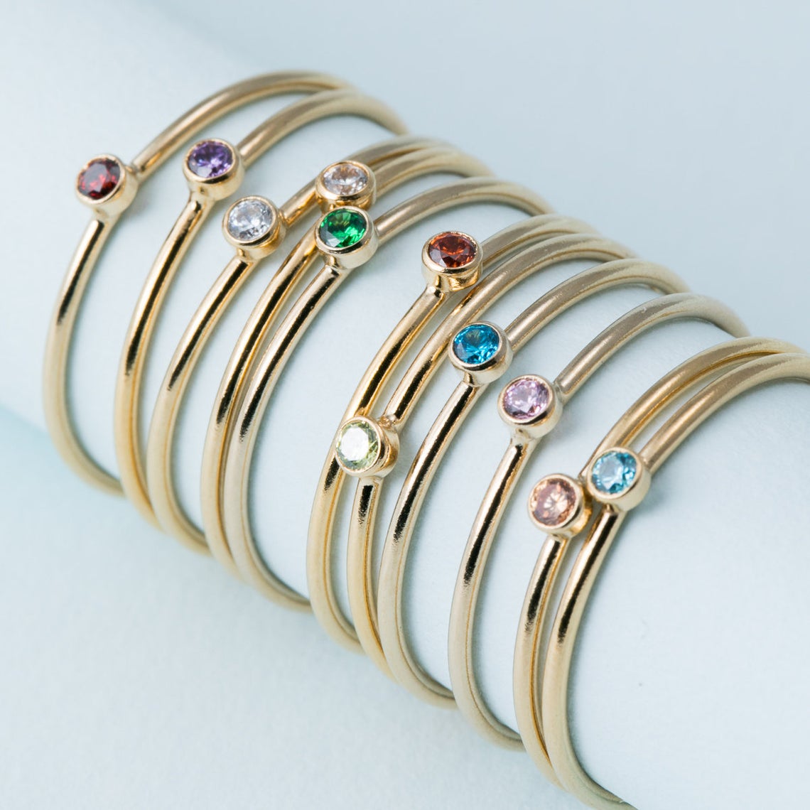 Birthstone Ring Set - Cincin Batu Kelahiran 14K Cincin Buku