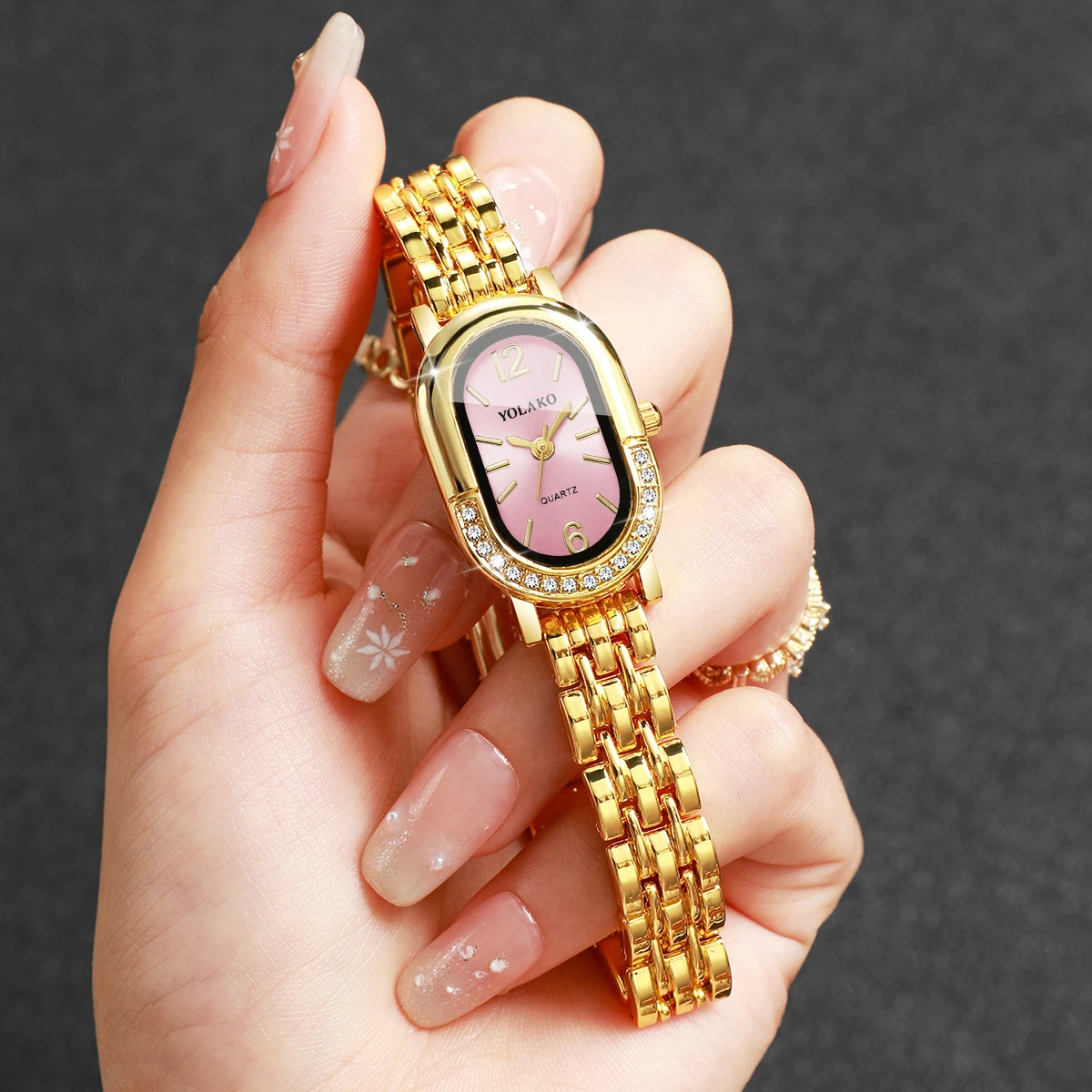 Jewelry Watches Gold - Jam Tangan Kuarsa Wanita Berlian Imitasi