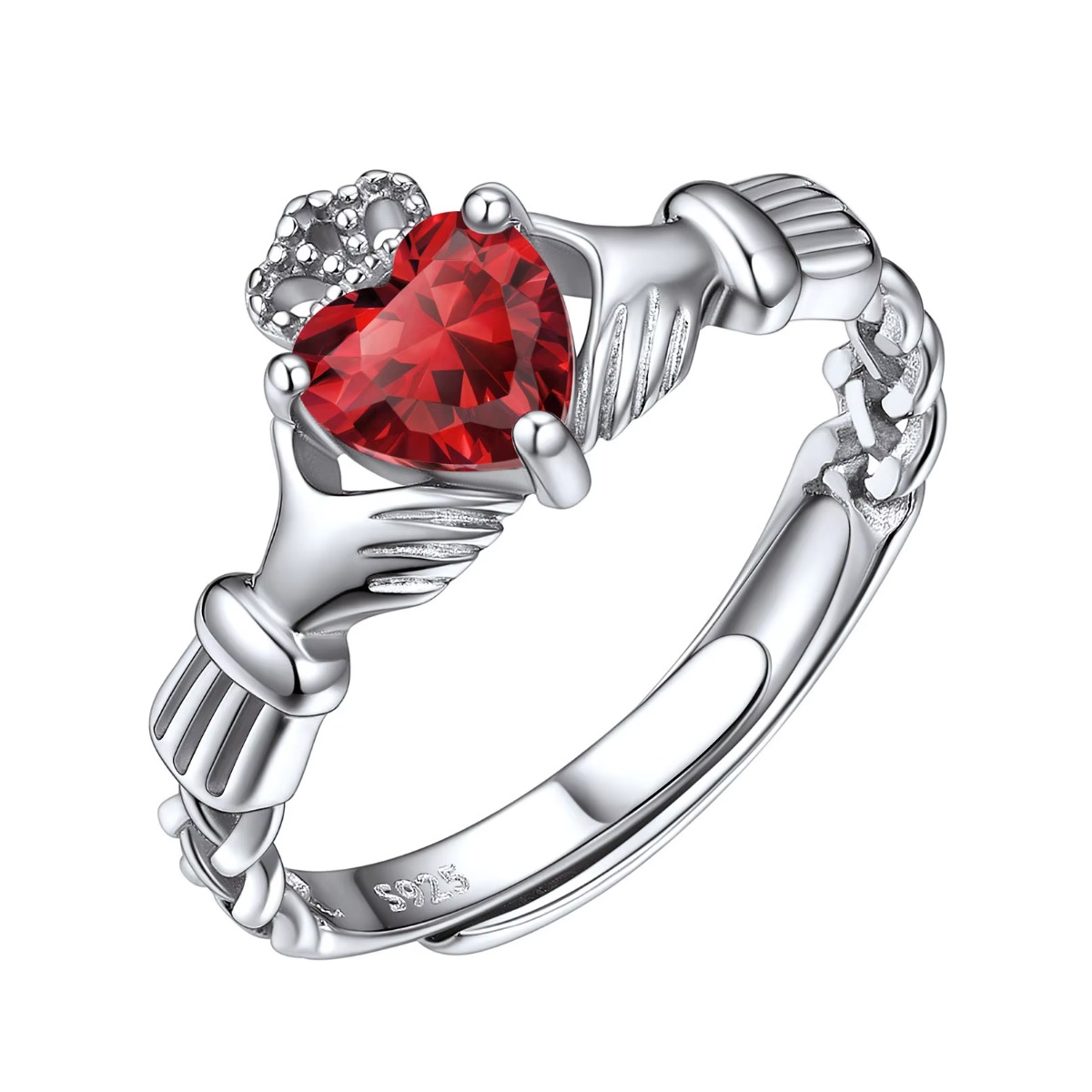 Birthstone Ring Set - U7 3Mm 925 Cincin Claddagh Perak