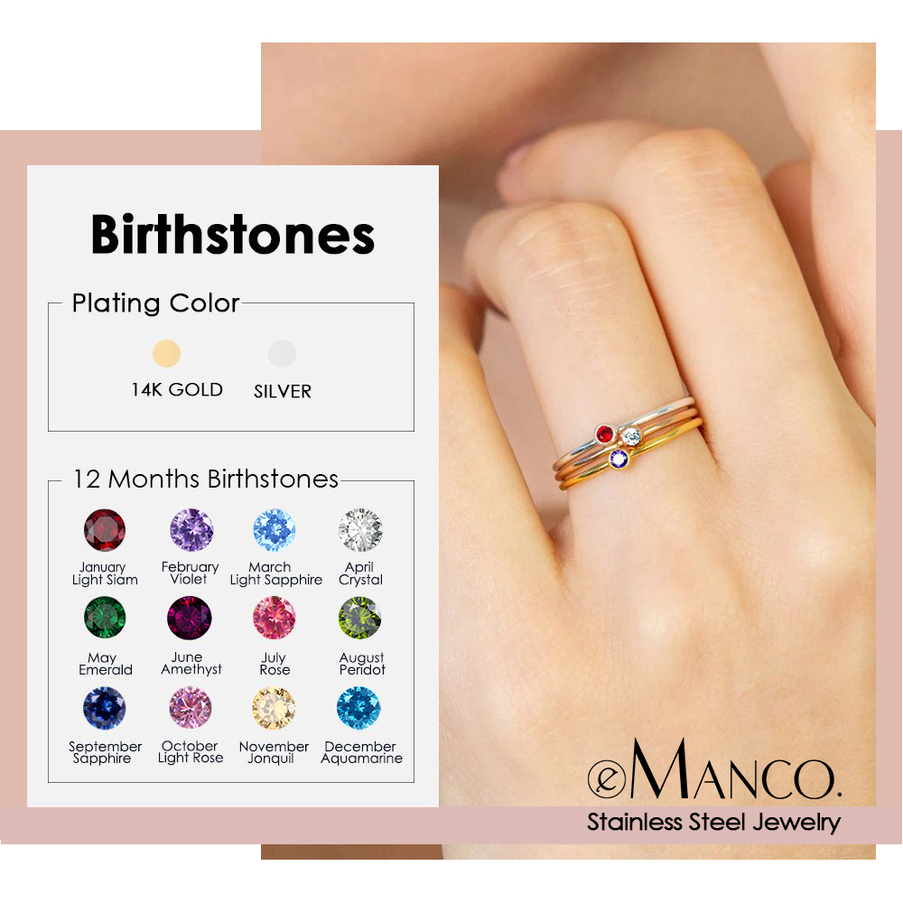 Birthstone Ring Set - Cincin Batu Kelahiran EMANCO dari Baja