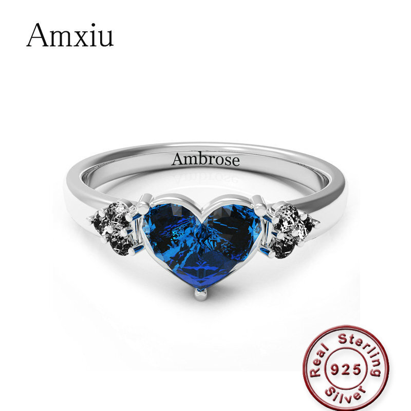 Birthstone Ring Set - Amxiu Custom 925 Sterling Silver Cincin