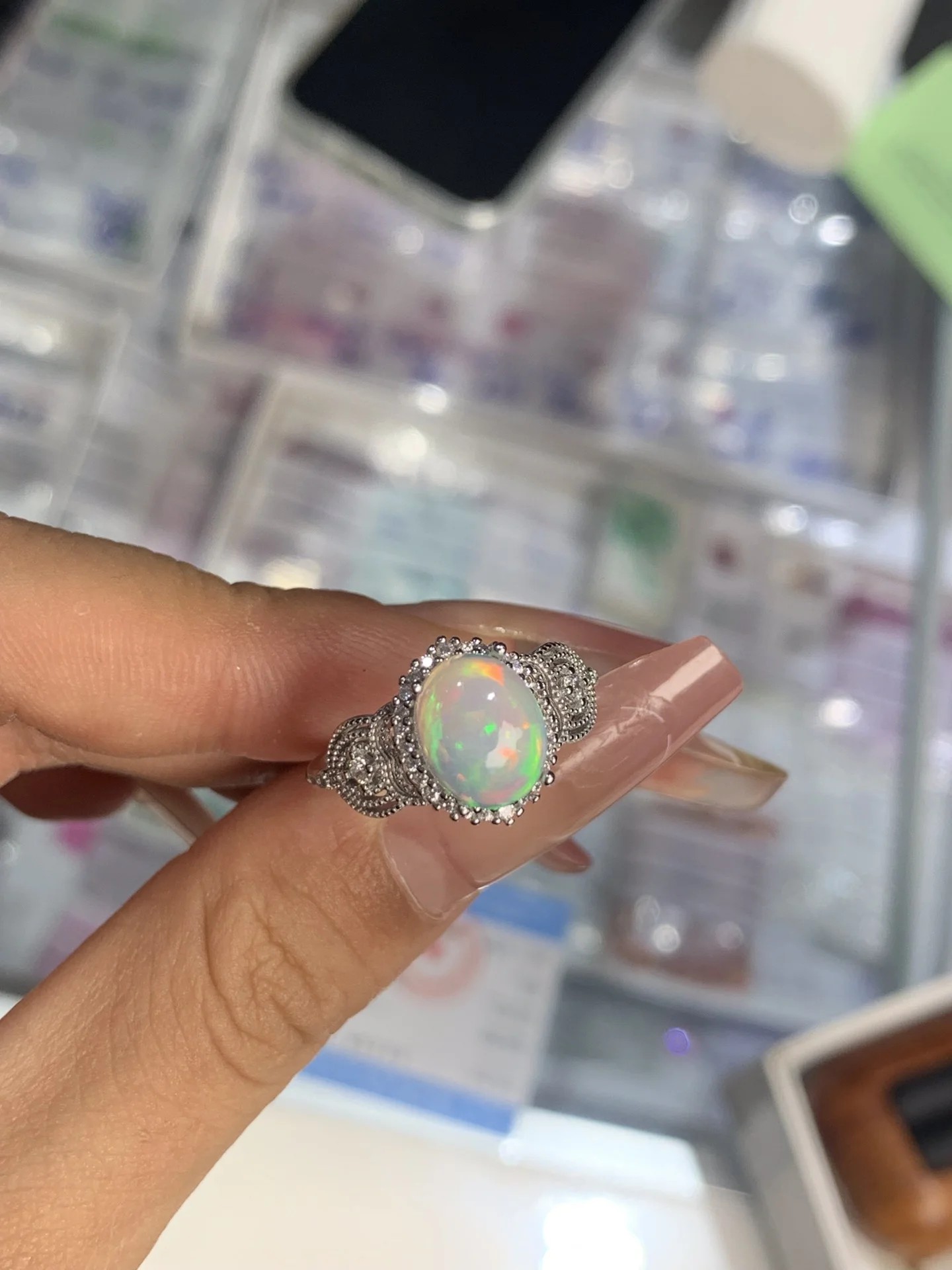 Batu kelahiran Oktober 100% ci - Birthstone Ring Set ulasan dan harga