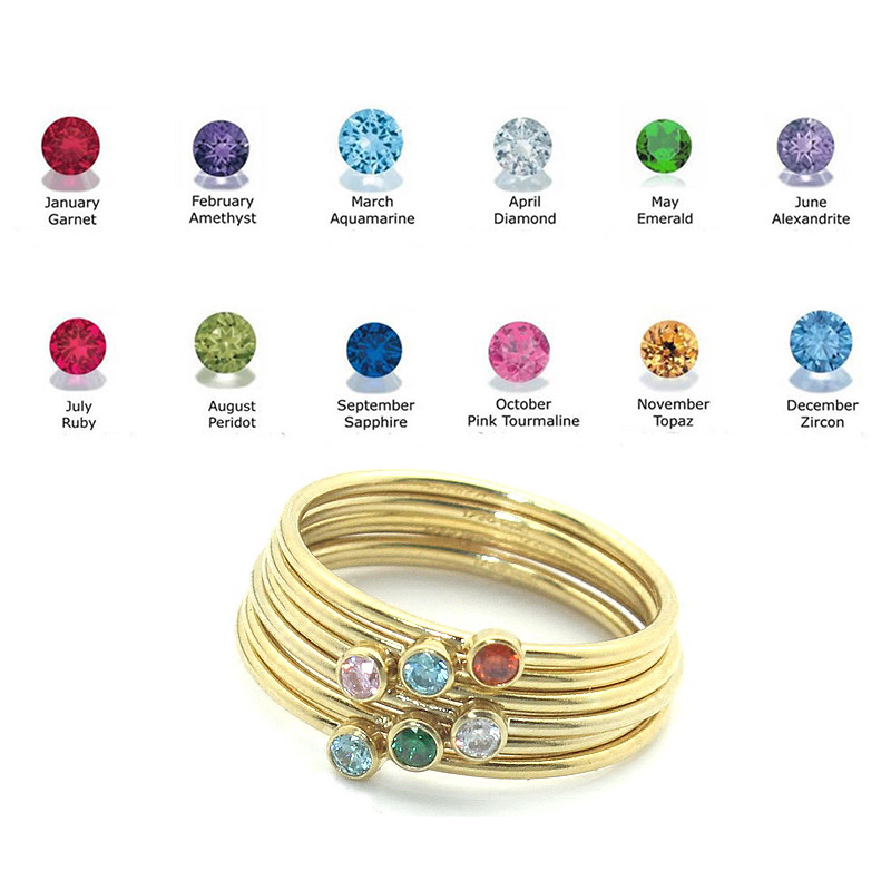 Cincin Batu Kelahiran 14K Cinc - Birthstone Ring Set ulasan dan harga