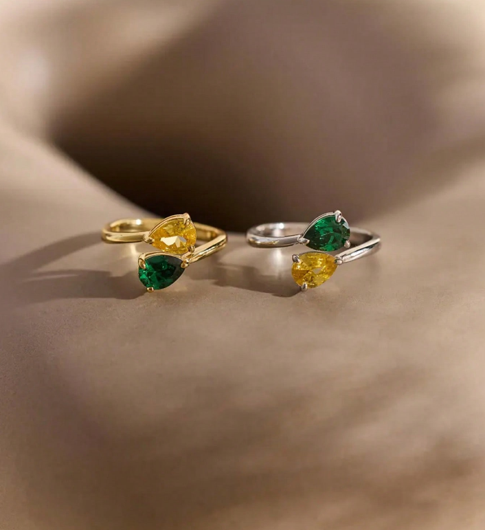 Cincin batu kelahiran bertingk - Birthstone Ring Set ulasan dan harga