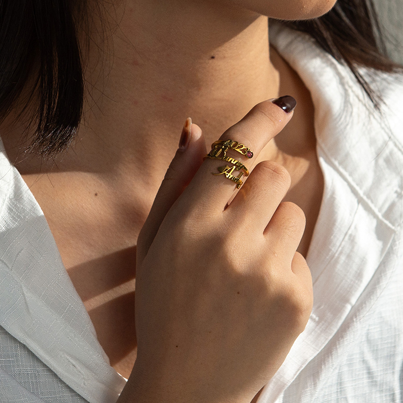 Letdiffery cincin nama batu ke - Birthstone Ring Set ulasan dan harga