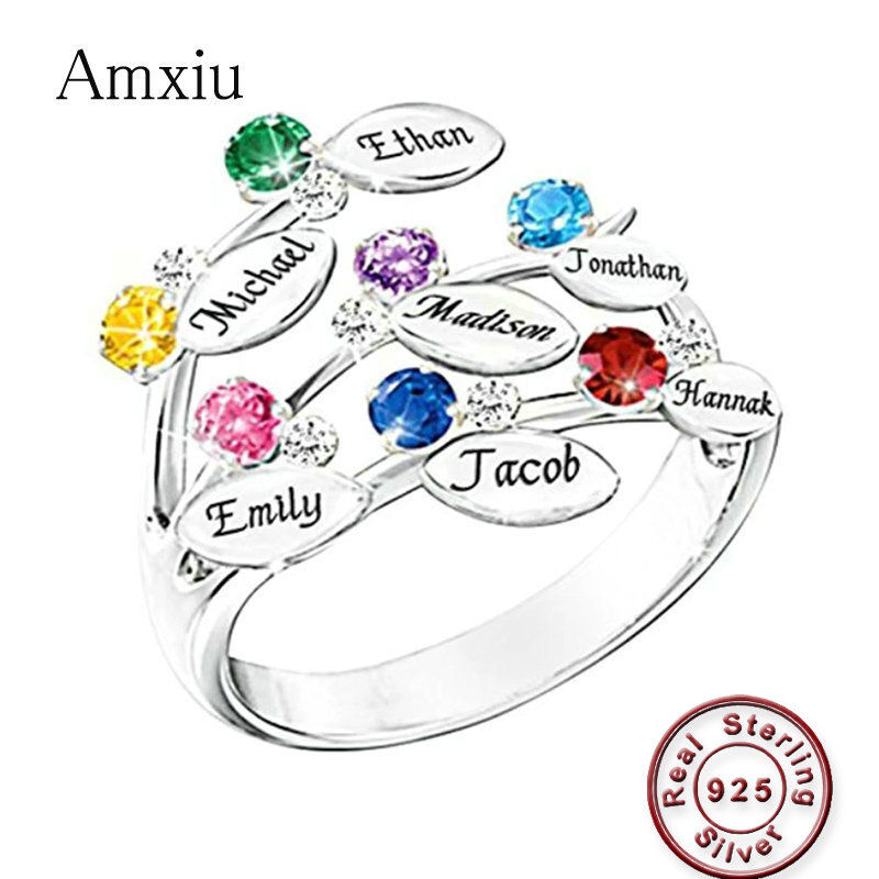 Amxiu Custom 100% 925 Sterling - Birthstone Ring Set ulasan dan harga