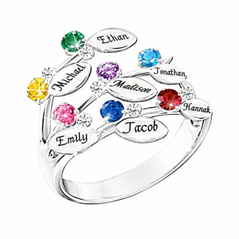 Amxiu Custom 100% 925 Sterling - Birthstone Ring Set ulasan dan harga