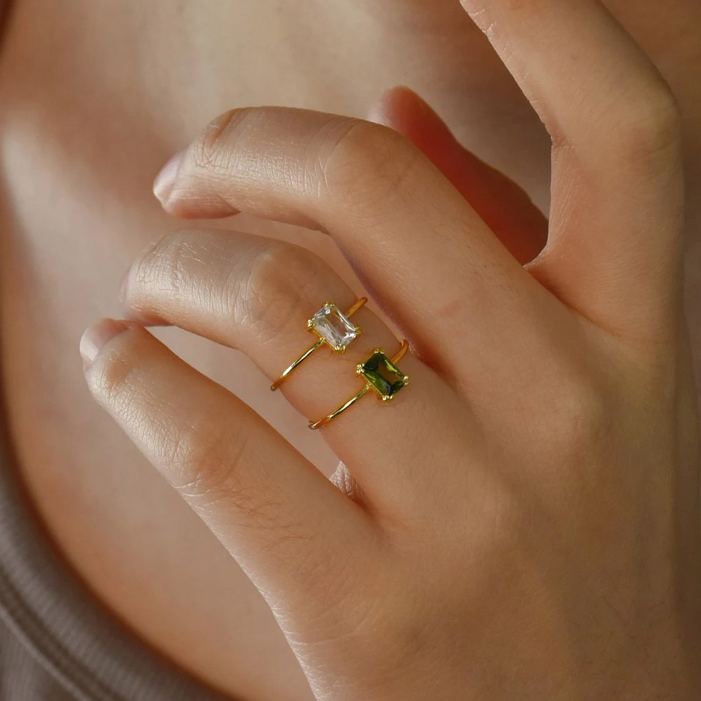 Cincin Batu Kelahiran Zirkon u - Birthstone Ring Set ulasan dan harga