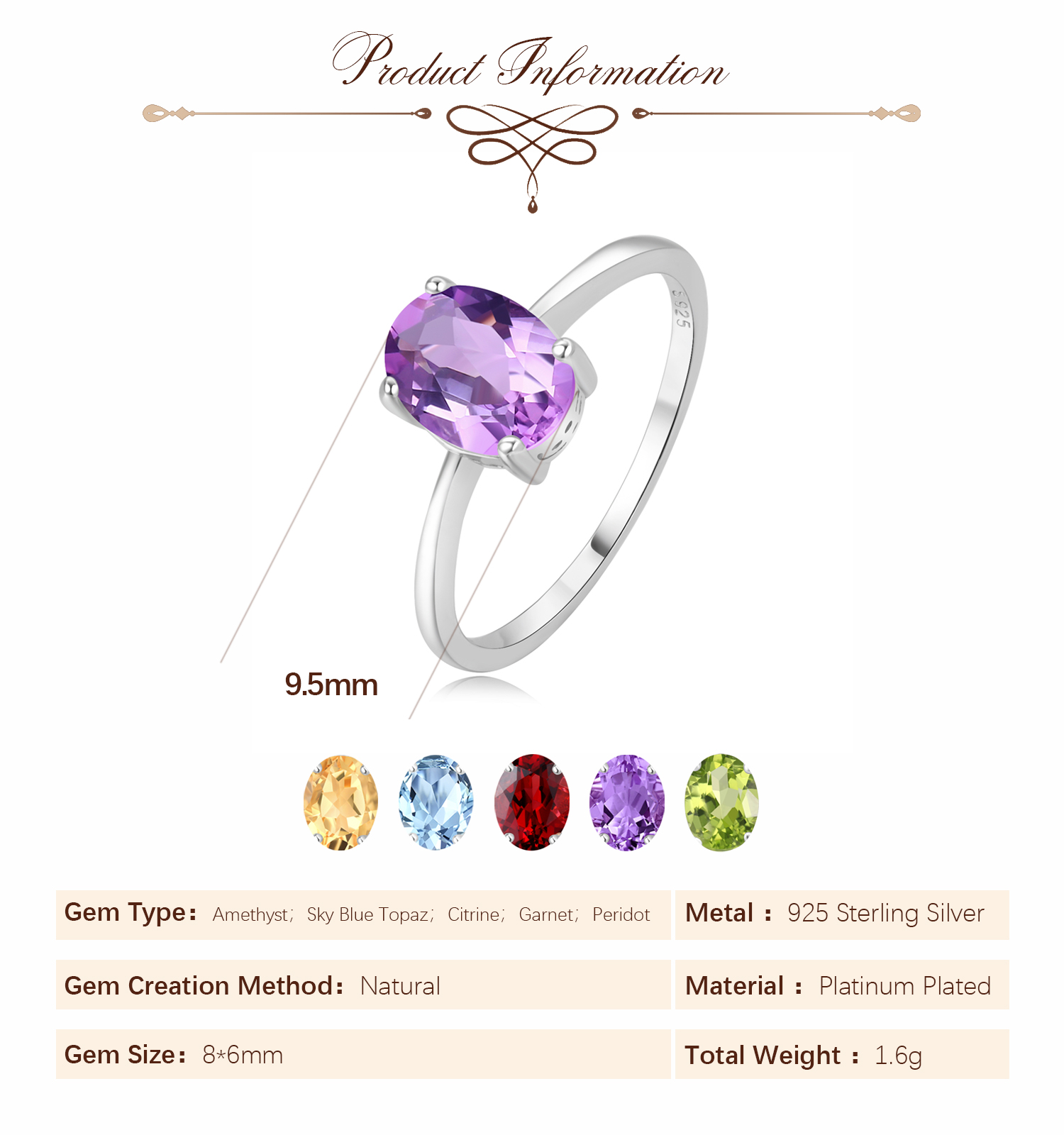 Cincin Solitaire Batu Kelahira - Birthstone Ring Set ulasan dan harga