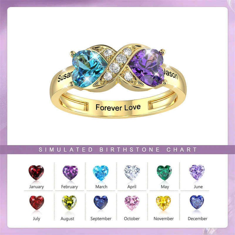 Cincin Janji dengan Ukiran Nam - Birthstone Ring Set ulasan dan harga